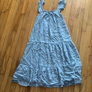 Kathy Ireland Blue Ruffled Tiered chambray Sundress